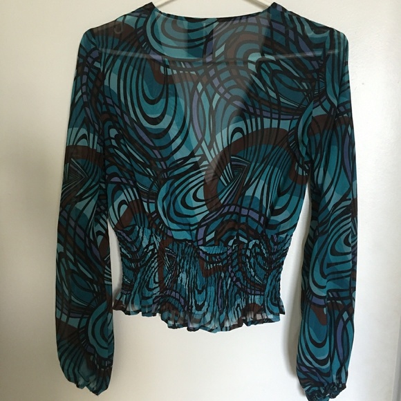 Bisou Bisou Printed Sheer Blouse - Picture 2 of 3